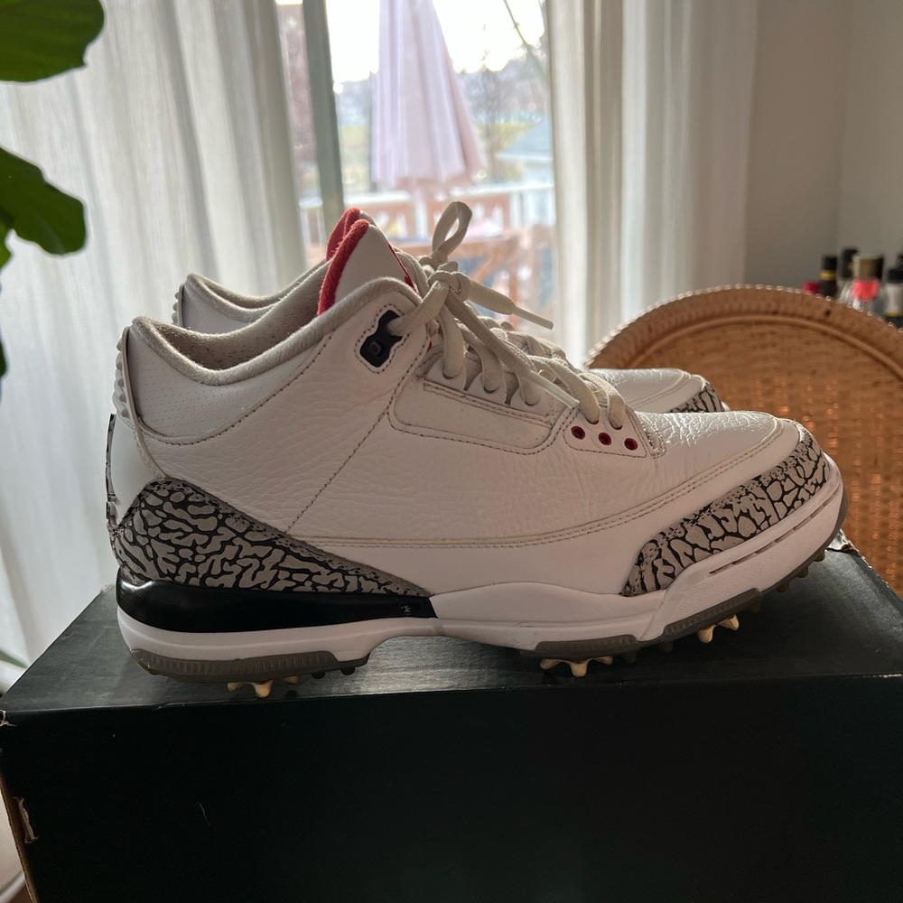 Men’s Nike Jordan 3 Golf Shoes White Cement size 9